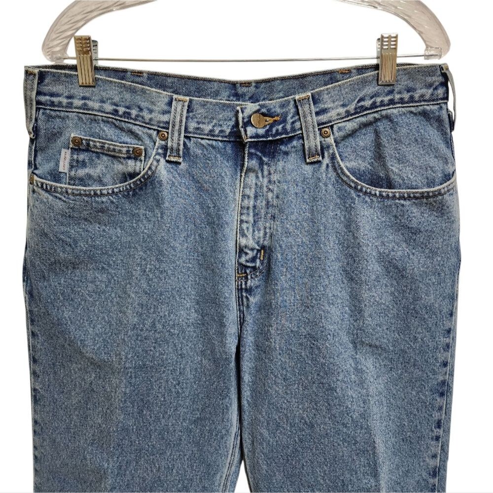 Carhartt Jeans Mens 35x29 Blue Cotton Denim Relaxed Fit Straight Casual Workwear - Picture 3 of 9